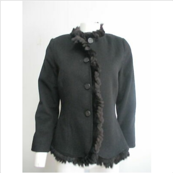 Fendi Jackets & Blazers - FENDI black Muskrat fur fringe trim jacket blazer